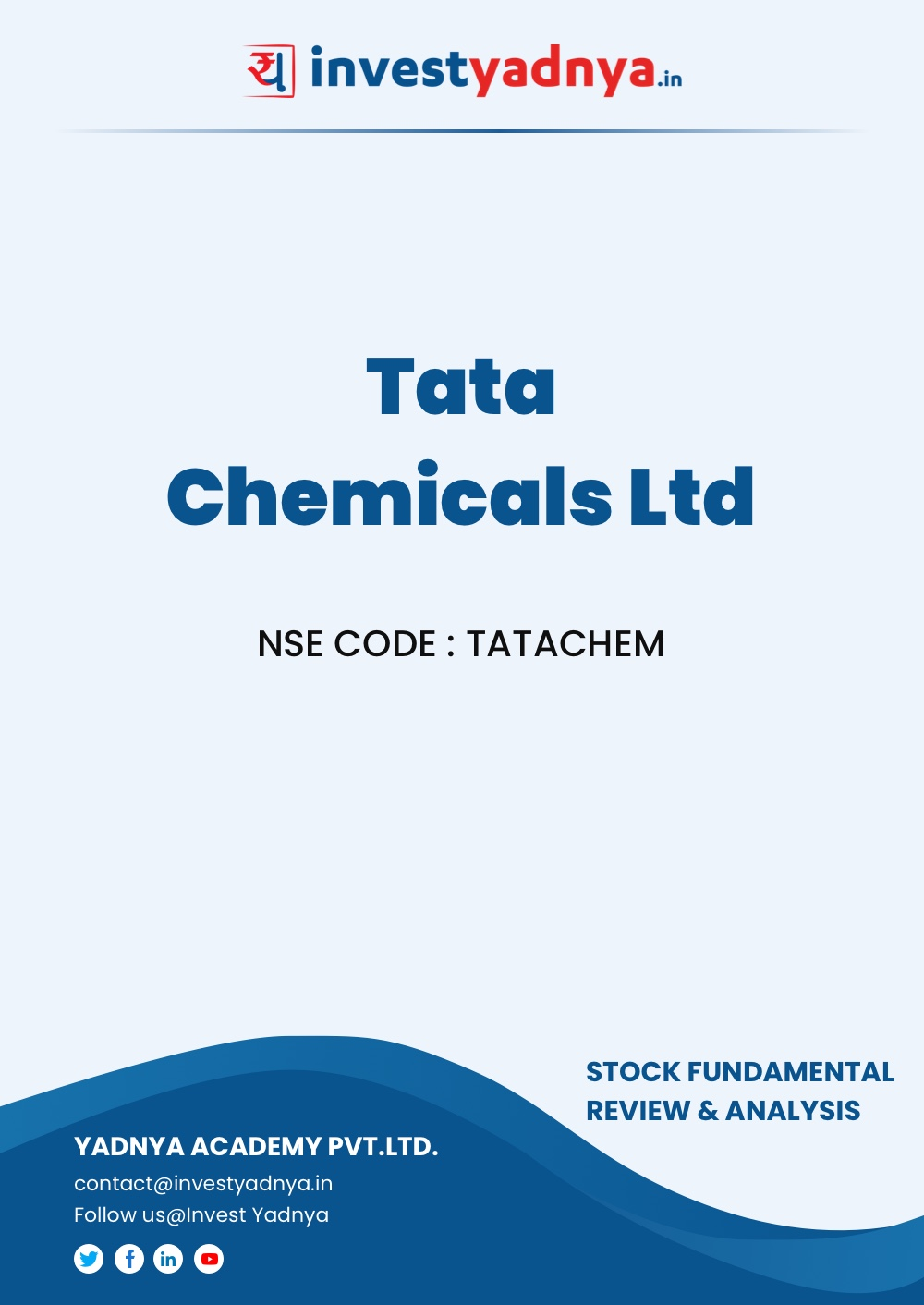 Learn in detail about Tata Chemicals Ltd in this eBook from Investyadna. Find information about the Company profile, Product Portfolio, Industry Overview,  etc. ✔Detailed Company Analysis ✔Latest Reviews.	